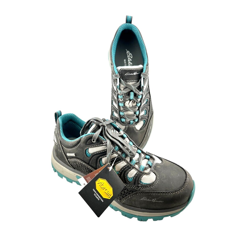 NIB $165 Eddie Bauer Womens 9.5 Guide Pro Hiking Shoes Boots Vibram Leather Gray